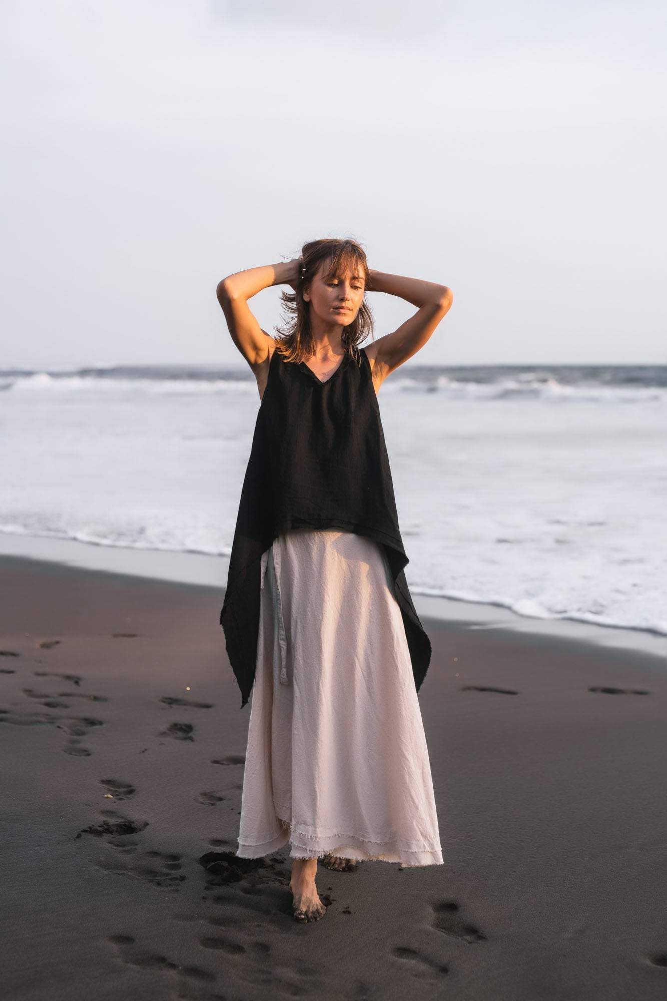Black Linen Boho Top for Women • Viking Tunic - AYA SW IDR
