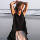 Black Linen Boho Top for Women • Viking Tunic - AYA SW IDR