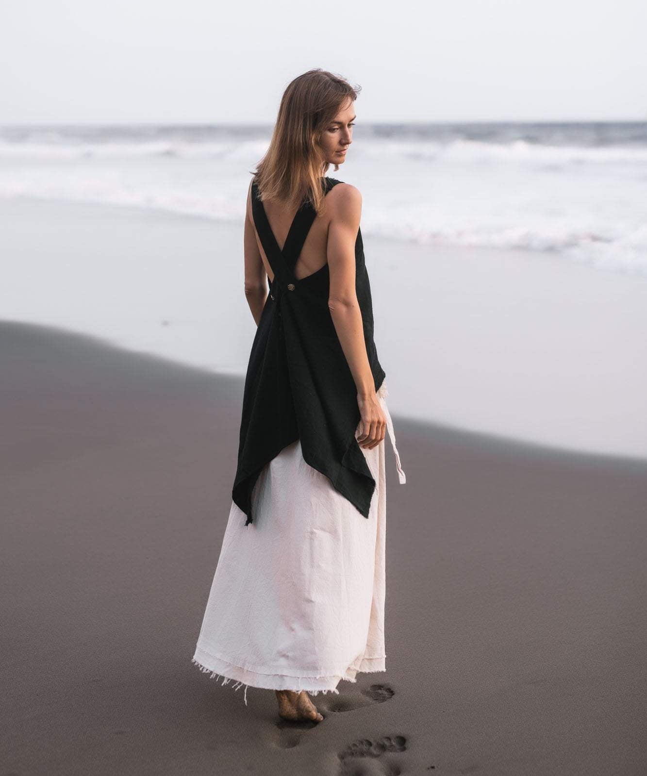 Black Linen Boho Top for Women • Viking Tunic - AYA SW IDR