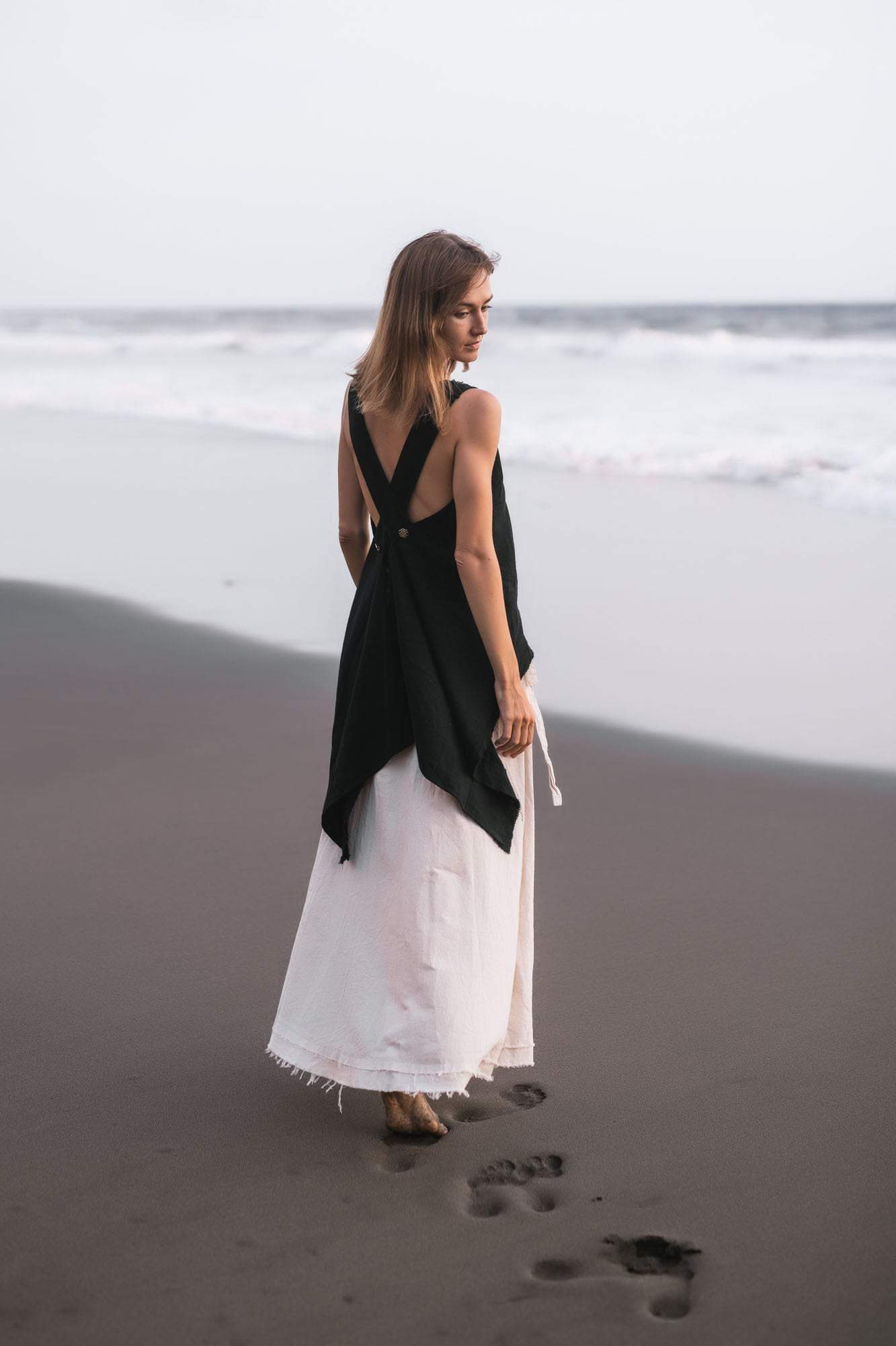Black Linen Boho Top for Women • Viking Tunic - AYA SW IDR
