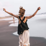 Black Linen Boho Top for Women • Viking Tunic - AYA SW IDR