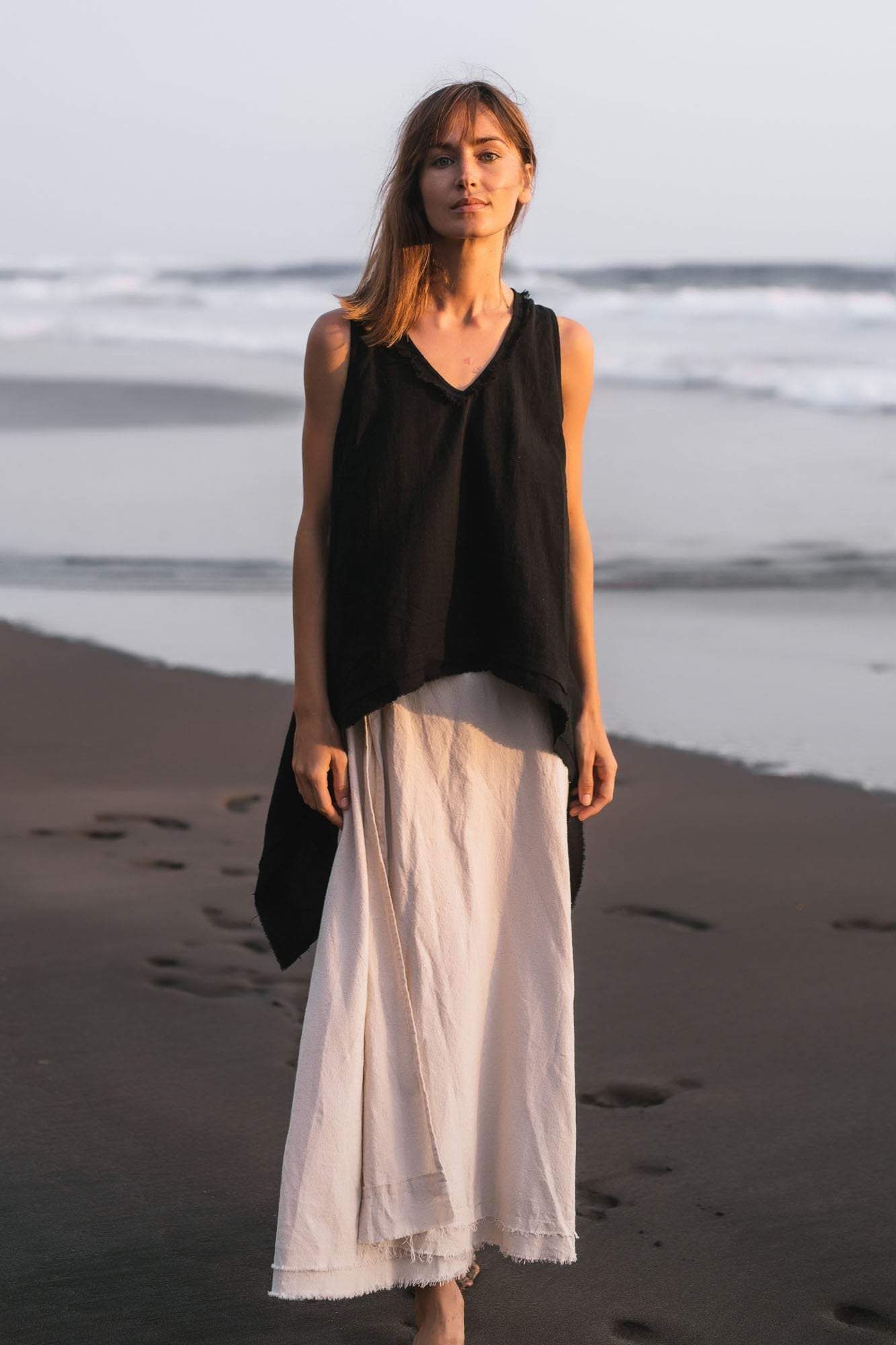 Black Linen Boho Top for Women • Viking Tunic - AYA SW IDR