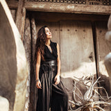 Black Linen Pants Boho Yoga Pants - AYA SW IDR