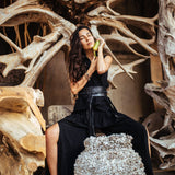 Black Linen Pants Boho Yoga Pants - AYA SW IDR