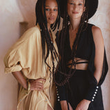 Black Open Shoulders set • Boho Crop Top and Pants • Goth Adjustable Set - AYA SW IDR