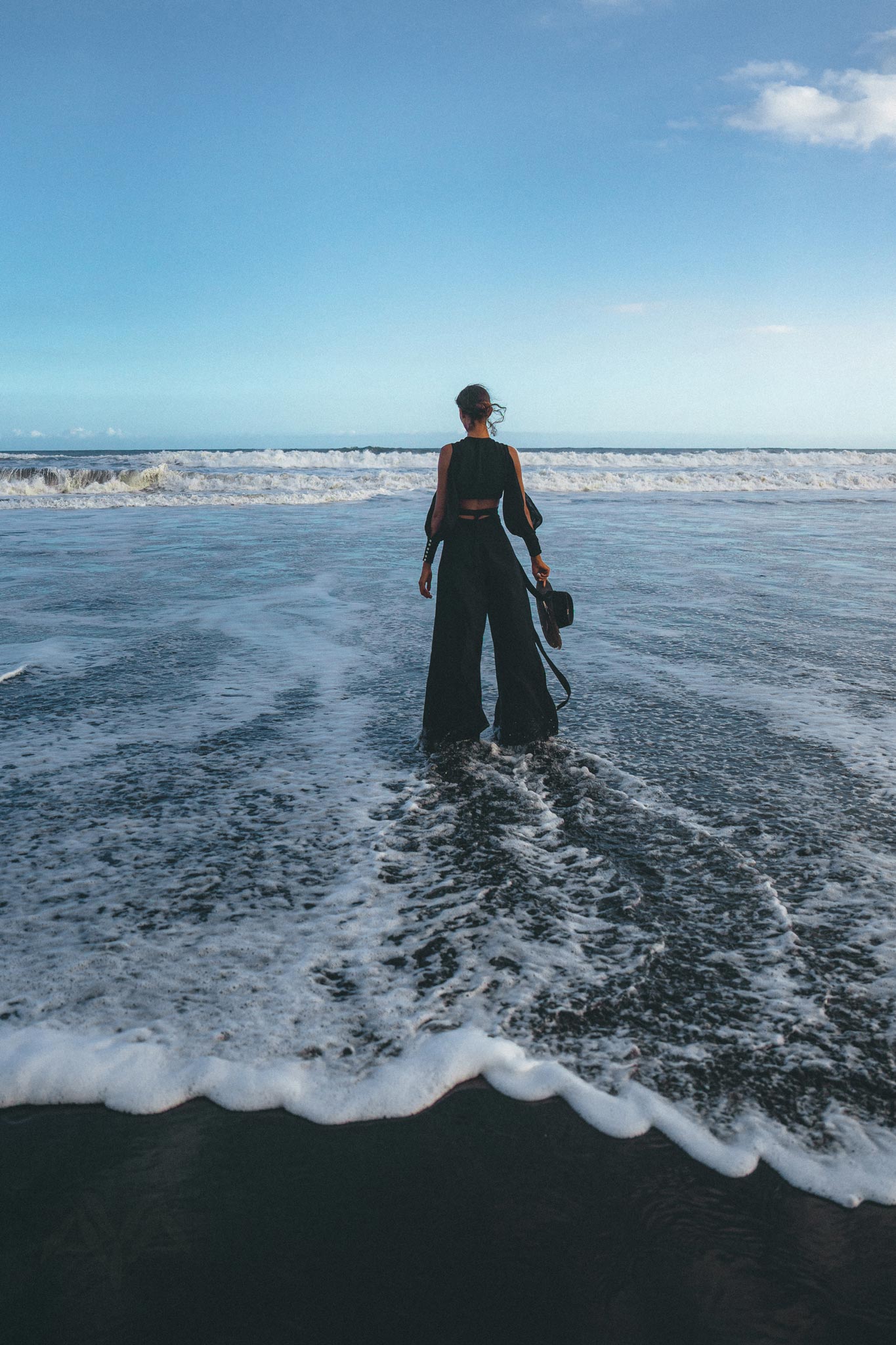 Black Open Shoulders set • Boho Crop Top and Pants • Goth Adjustable Set - AYA SW IDR
