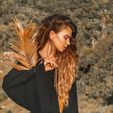Black Organic Top Women • Wide Sleeve Wrap Top Kimono Blouse - AYA SW IDR