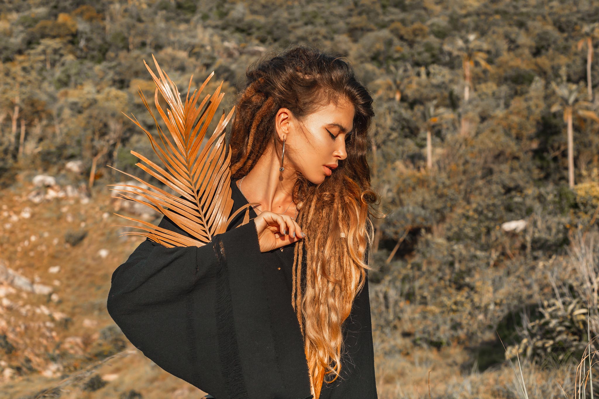 Black Organic Top Women • Wide Sleeve Wrap Top Kimono Blouse - AYA SW IDR