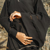 Black Organic Top Women • Wide Sleeve Wrap Top Kimono Blouse - AYA SW IDR