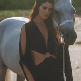 Black Organic Wedding Boho Dress for Women • Goddess Dress - AYA SW IDR