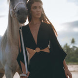 Black Organic Wedding Boho Dress for Women • Goddess Dress - AYA SW IDR