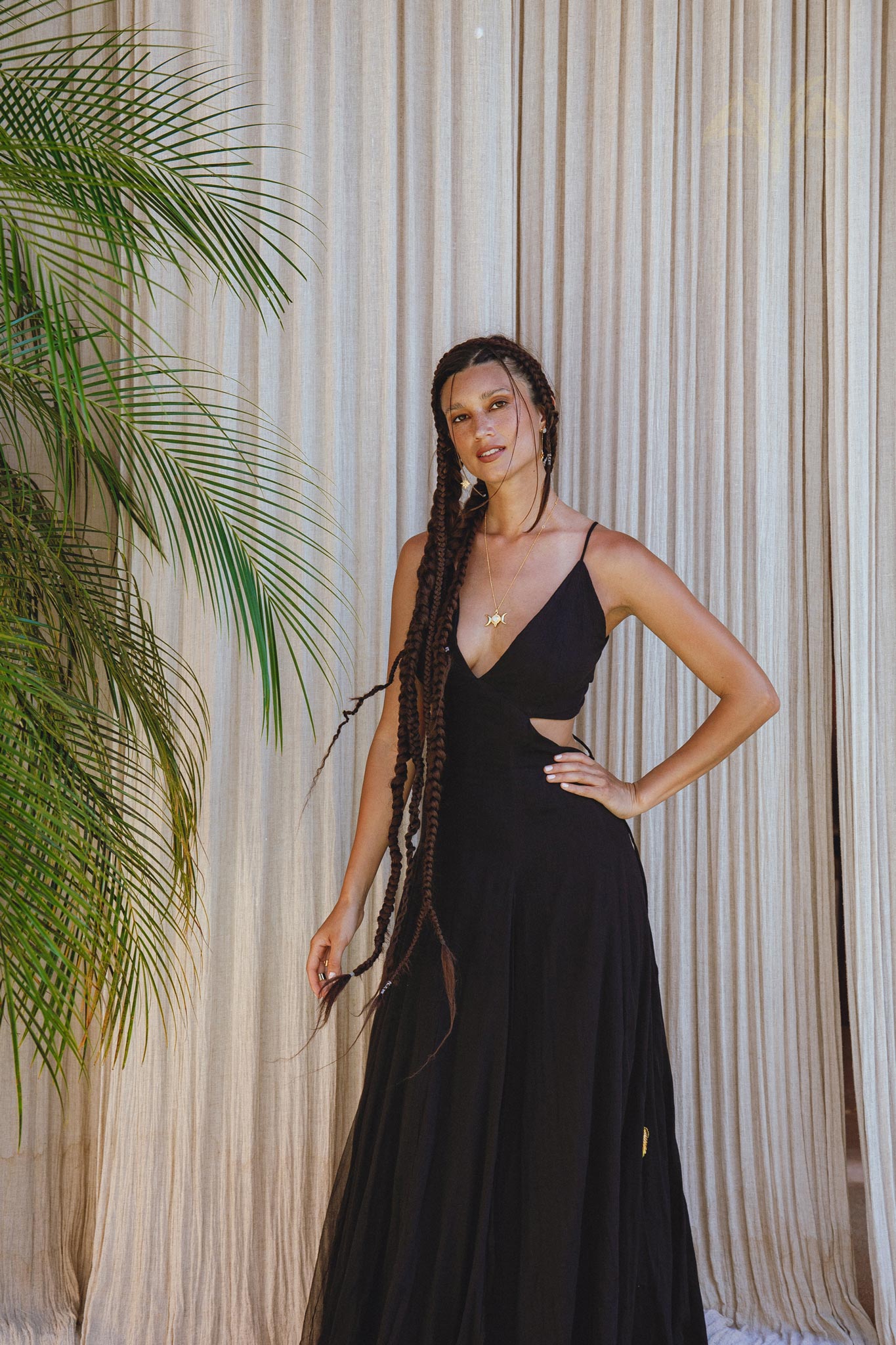 Black Oshun Dress • A - line Dress Light Cotton and Silk Formal Bridal Dress - AYA SW IDR