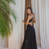 Black Oshun Dress • A - line Dress Light Cotton and Silk Formal Bridal Dress - AYA SW IDR