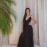 Black Oshun Dress • A - line Dress Light Cotton and Silk Formal Bridal Dress - AYA SW IDR