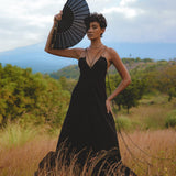 Black Padma Dress • Cocktail Summer Dress • Minimalist Elegant Open Back Dress - AYA SW IDR