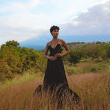Black Padma Dress • Cocktail Summer Dress • Minimalist Elegant Open Back Dress - AYA SW IDR