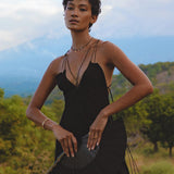 Black Padma Dress • Cocktail Summer Dress • Minimalist Elegant Open Back Dress - AYA SW IDR