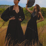 Black Padma Dress • Cocktail Summer Dress • Minimalist Elegant Open Back Dress - AYA SW IDR
