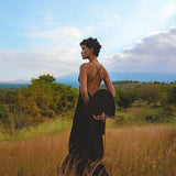 Black Padma Dress • Cocktail Summer Dress • Minimalist Elegant Open Back Dress - AYA SW IDR
