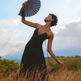 Black Padma Dress • Cocktail Summer Dress • Minimalist Elegant Open Back Dress - AYA SW IDR