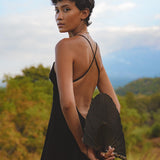 Black Padma Dress • Cocktail Summer Dress • Minimalist Elegant Open Back Dress - AYA SW IDR