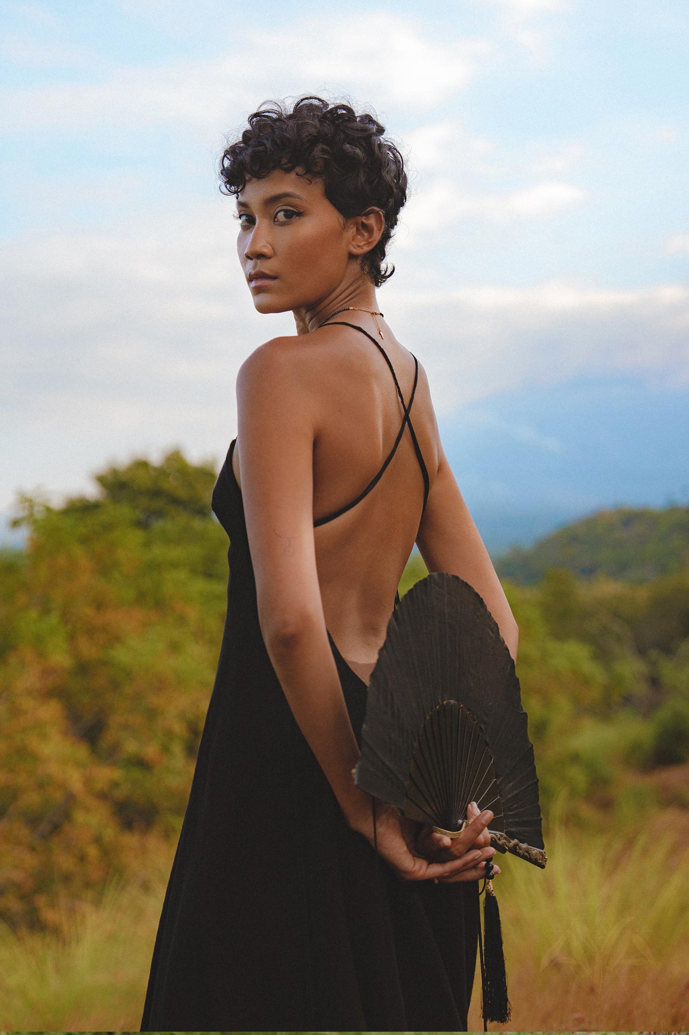 Black Padma Dress • Cocktail Summer Dress • Minimalist Elegant Open Back Dress - AYA SW IDR