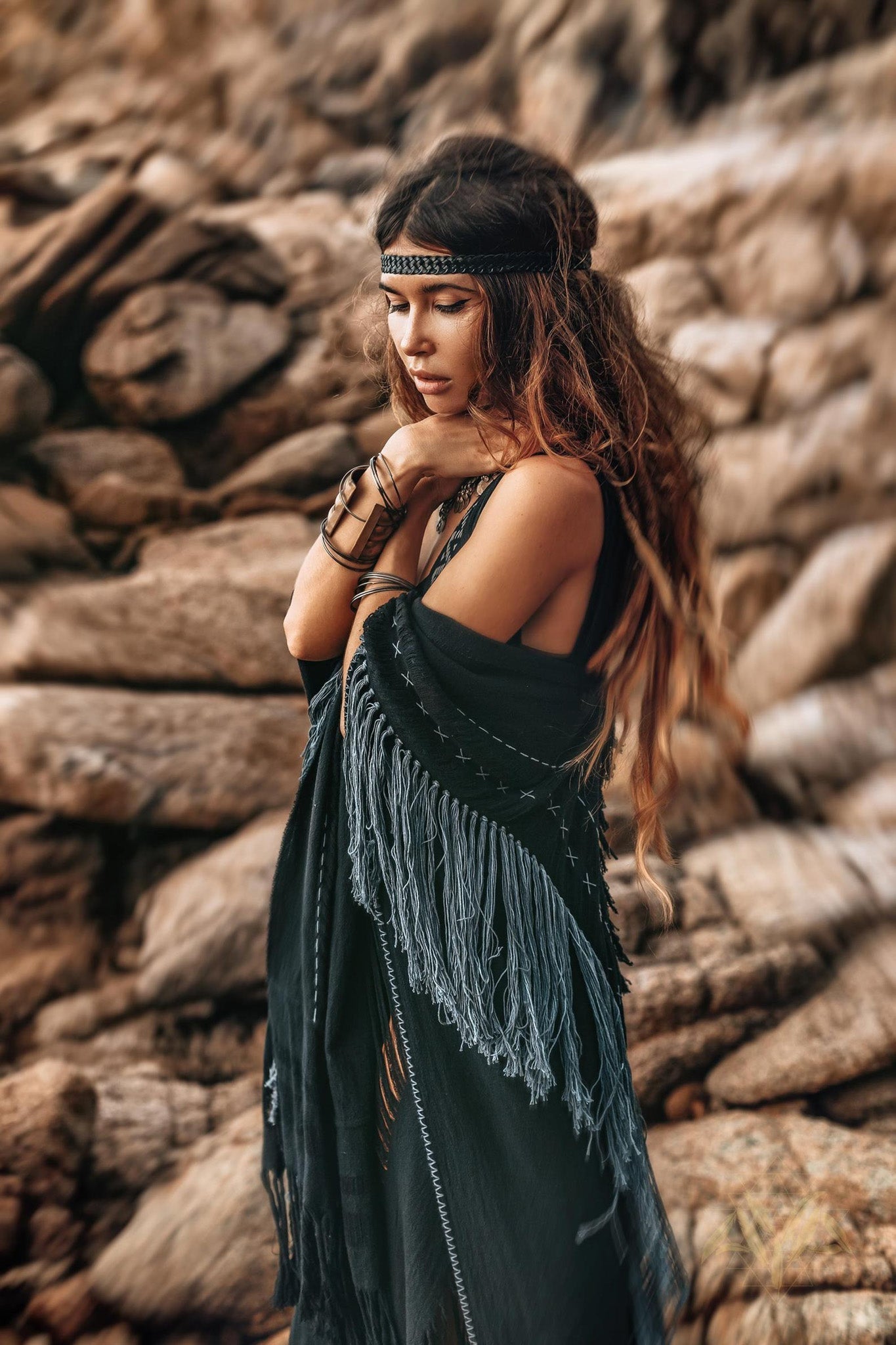 Black Poncho • Bohemian Poncho • Plus Size Clothing - AYA SW IDR