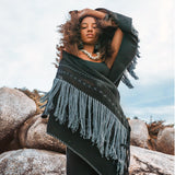 Black Poncho • Bohemian Poncho • Plus Size Clothing - AYA SW IDR