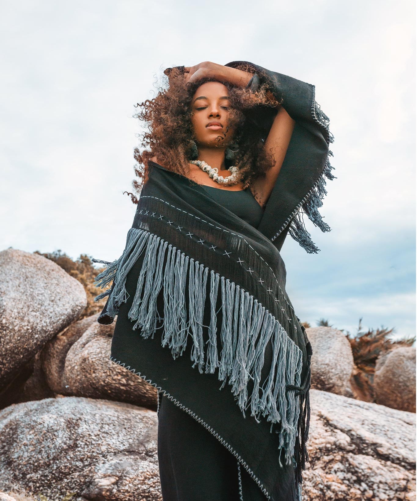 Black Poncho • Bohemian Poncho • Plus Size Clothing - AYA SW IDR