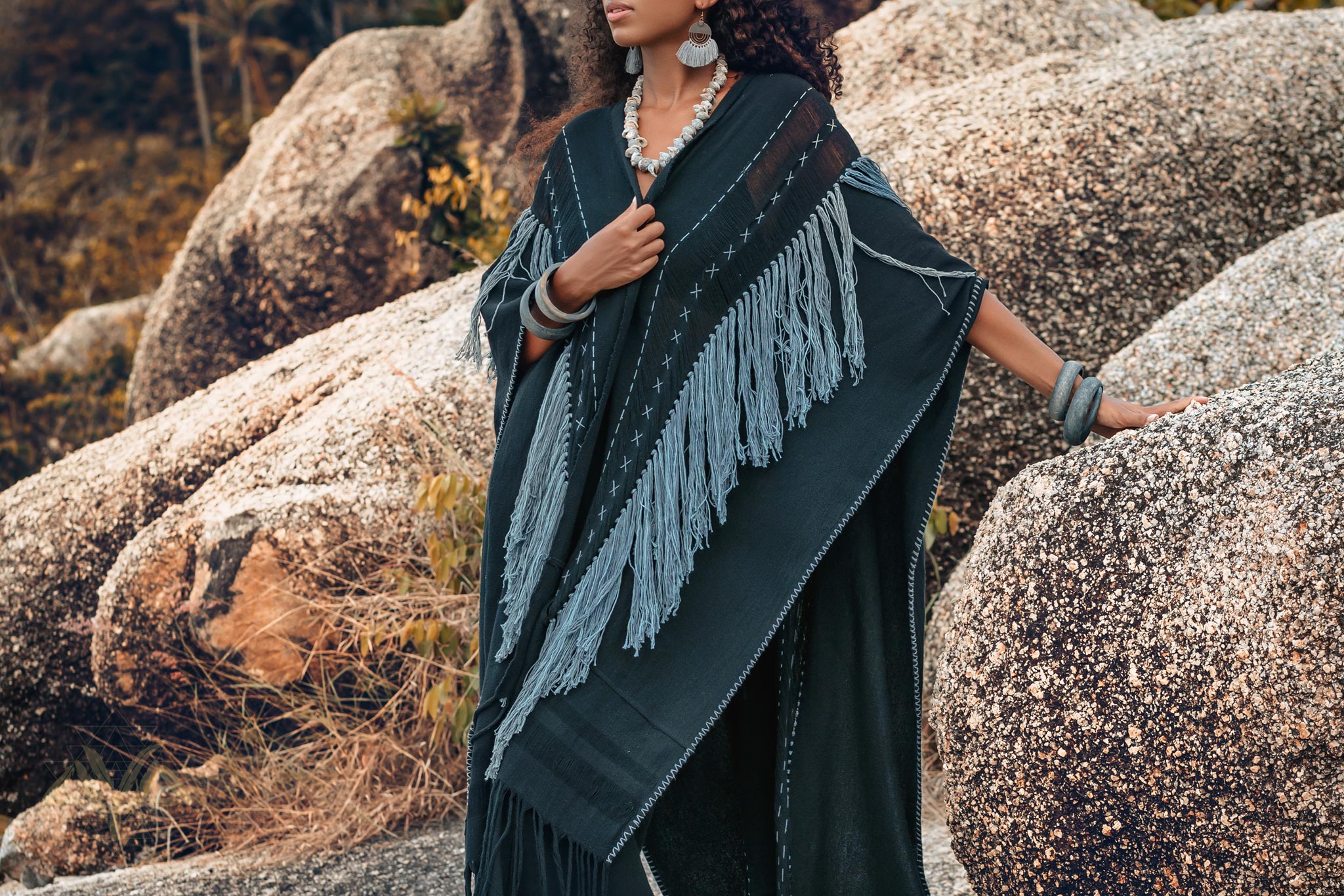Black Poncho • Bohemian Poncho • Plus Size Clothing - AYA SW IDR