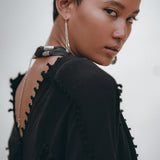 Black Poncho Robe • Boho Cape for Women • Bohemian Kimono Overcoat - AYA SW IDR
