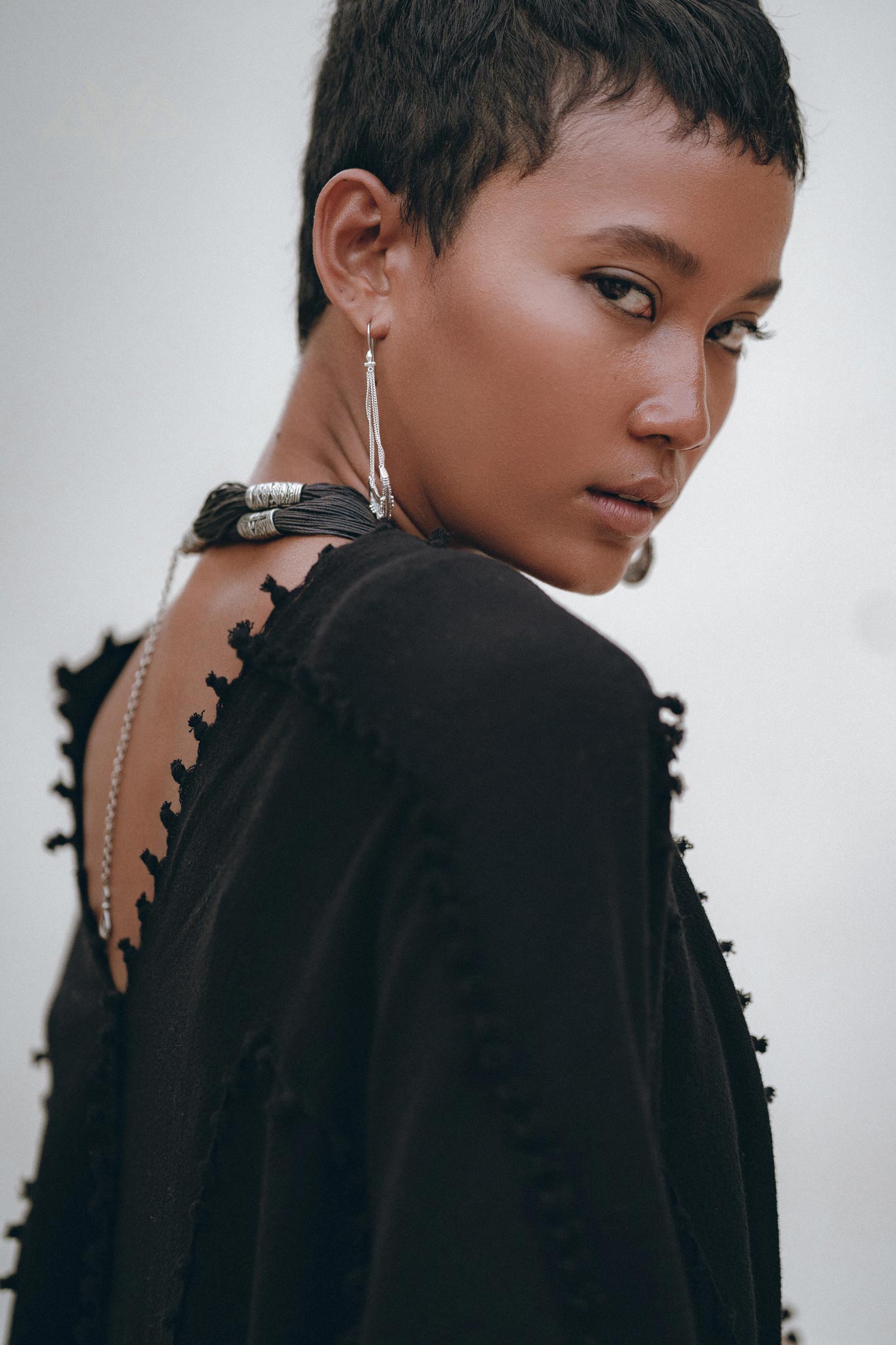 Black Poncho Robe • Boho Cape for Women • Bohemian Kimono Overcoat - AYA SW IDR