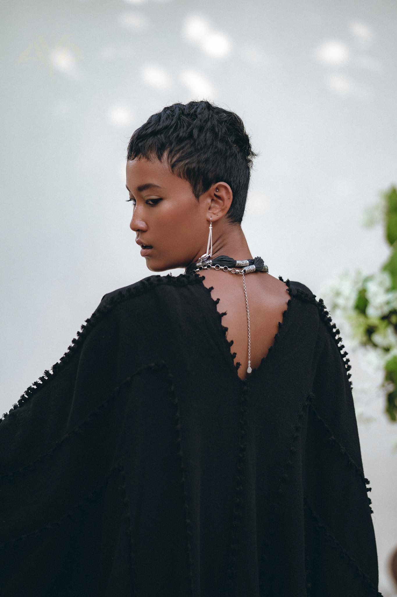 Black Poncho Robe • Boho Cape for Women • Bohemian Kimono Overcoat - AYA SW IDR