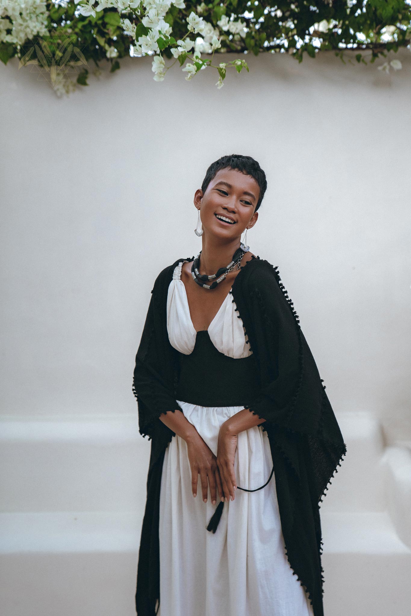 Black Poncho Robe • Boho Cape for Women • Bohemian Kimono Overcoat - AYA SW IDR
