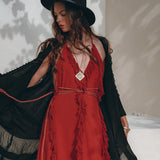 Black Poncho Robe • Boho Cape for Women • Handmade Bohemian Poncho - AYA SW IDR