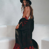 Black Poncho Robe • Boho Cape for Women • Handmade Bohemian Poncho - AYA SW IDR