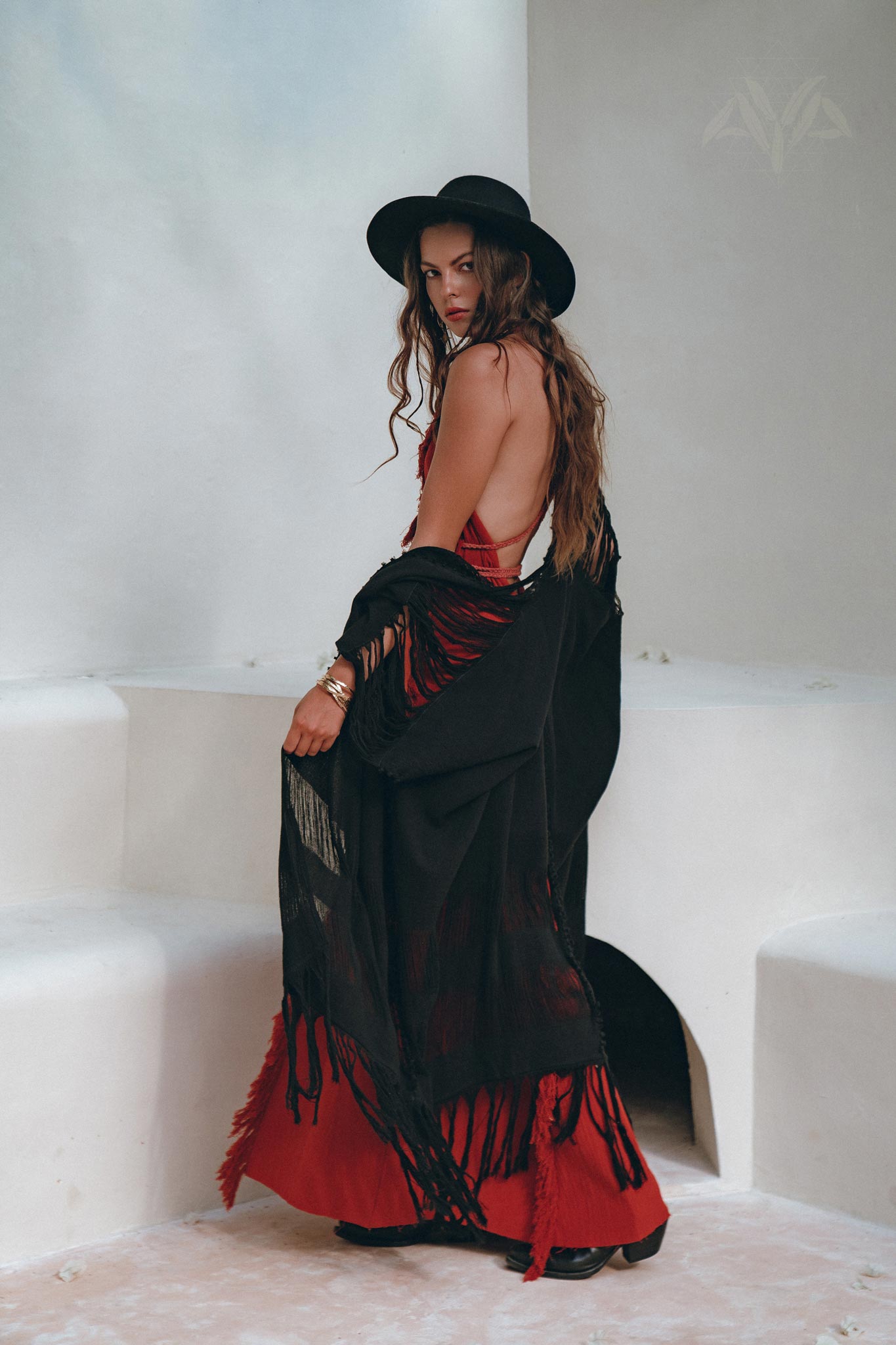 Black Poncho Robe • Boho Cape for Women • Handmade Bohemian Poncho - AYA SW IDR