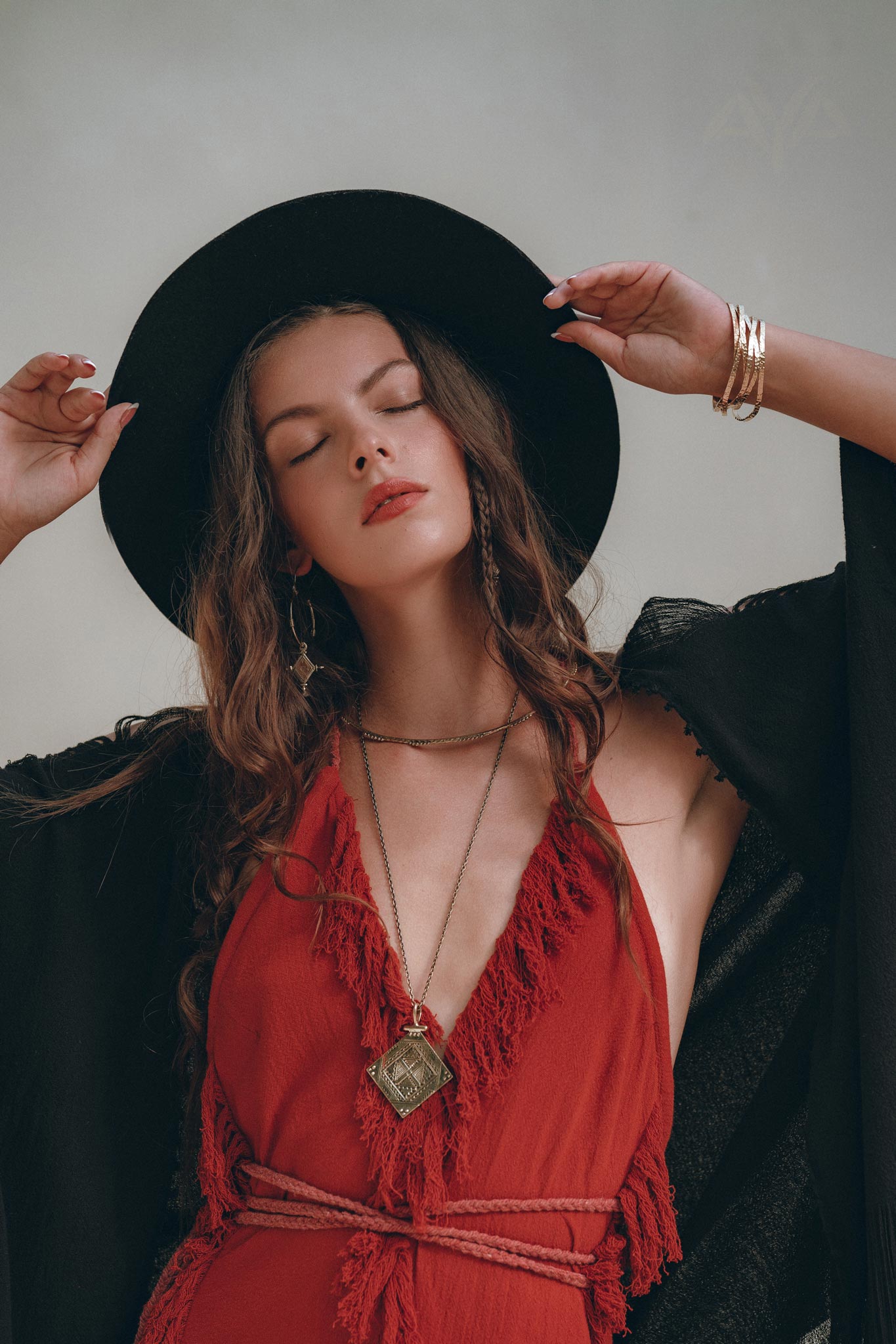 Black Poncho Robe • Boho Cape for Women • Handmade Bohemian Poncho - AYA SW IDR
