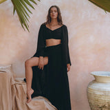 Black Summer Open Belly Top and Skirt • Black Tank Top and Maxi Skirt - AYA SW IDR