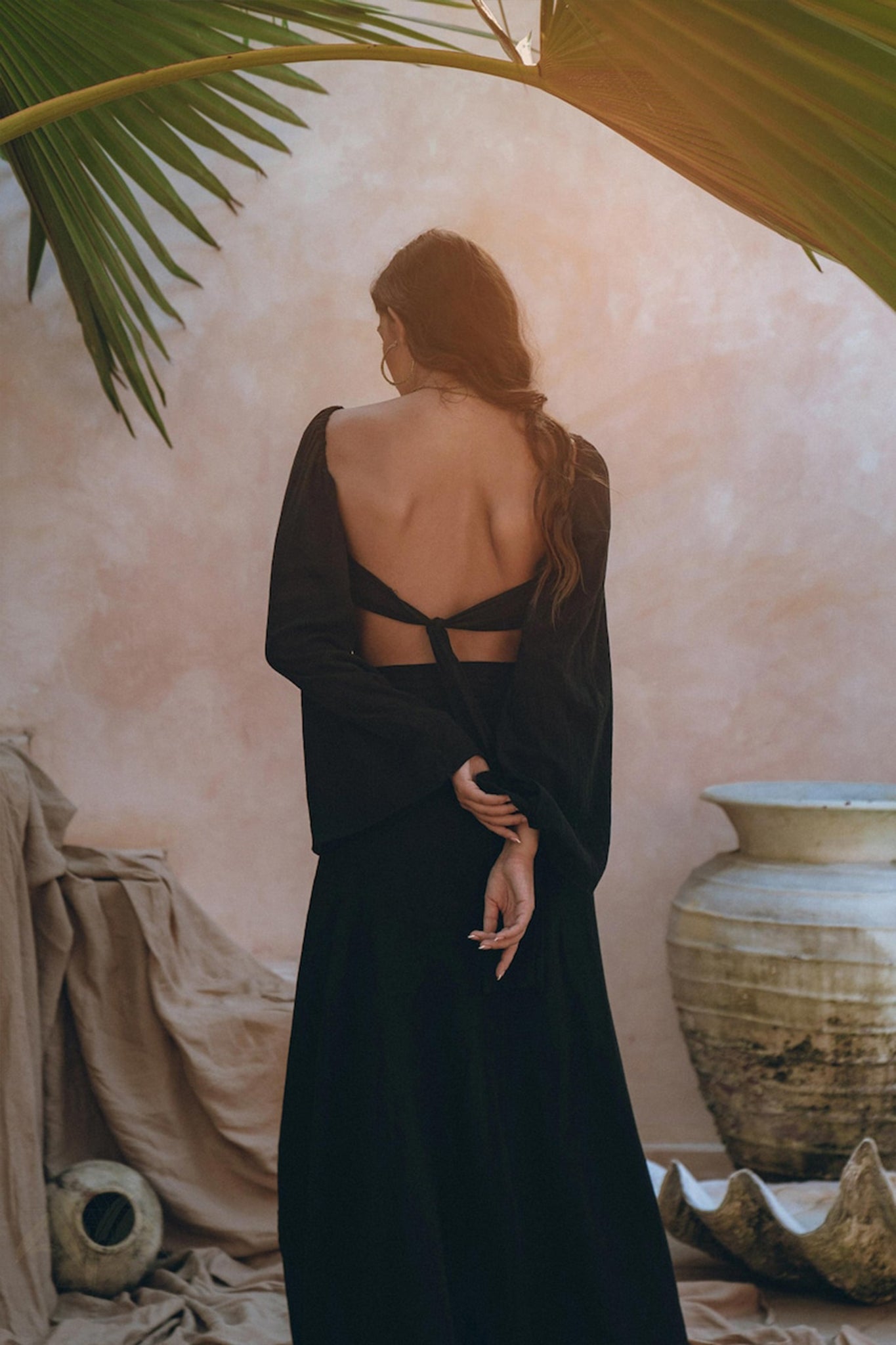 Black Summer Open Belly Top and Skirt • Black Tank Top and Maxi Skirt - AYA SW IDR