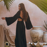 Black Summer Open Belly Top and Skirt • Black Tank Top and Maxi Skirt - AYA SW IDR