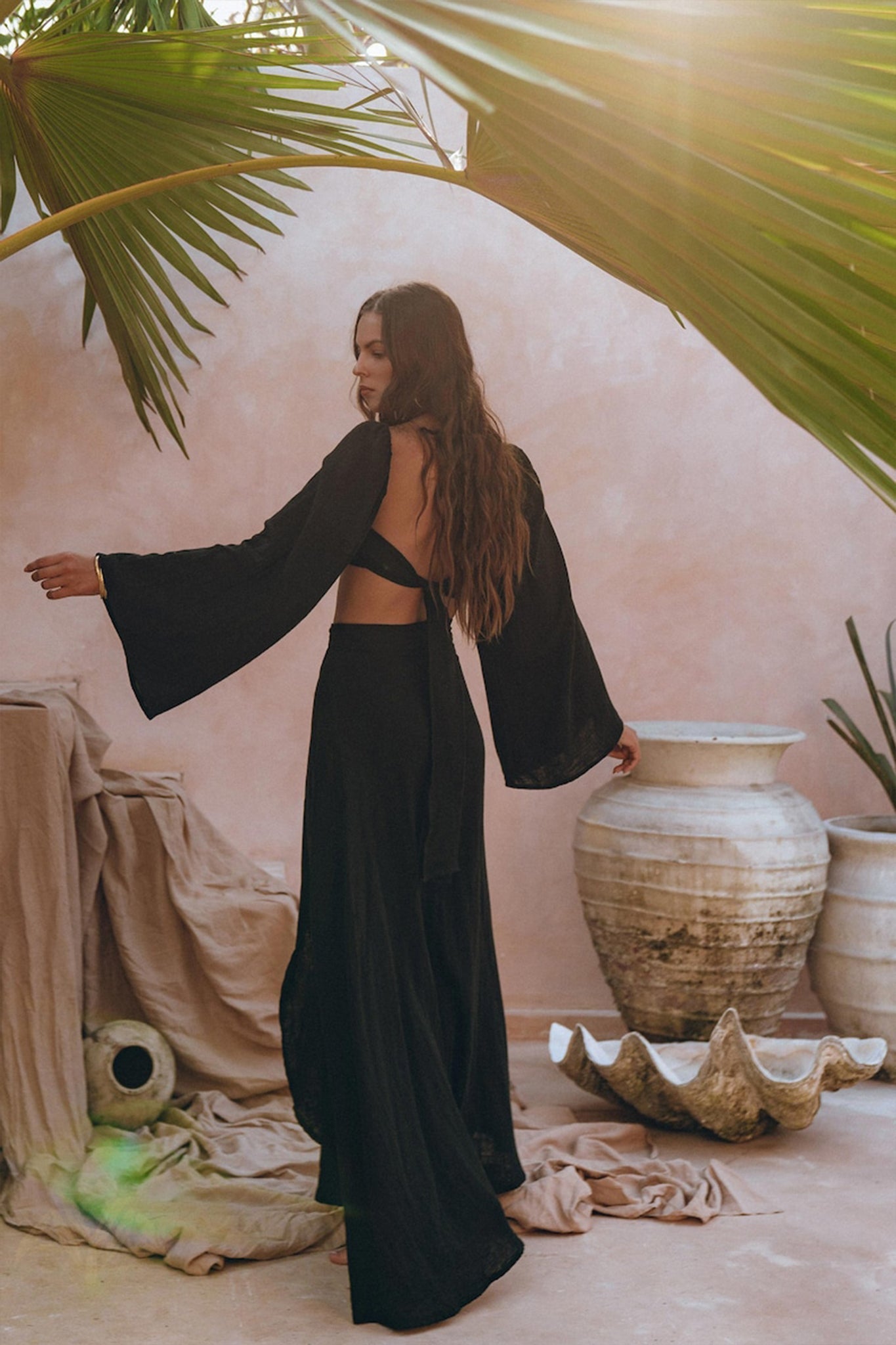 Black Summer Open Belly Top and Skirt • Black Tank Top and Maxi Skirt - AYA SW IDR