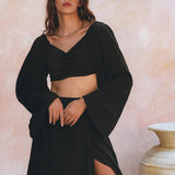 Black Summer Open Belly Top and Skirt • Black Tank Top and Maxi Skirt - AYA SW IDR