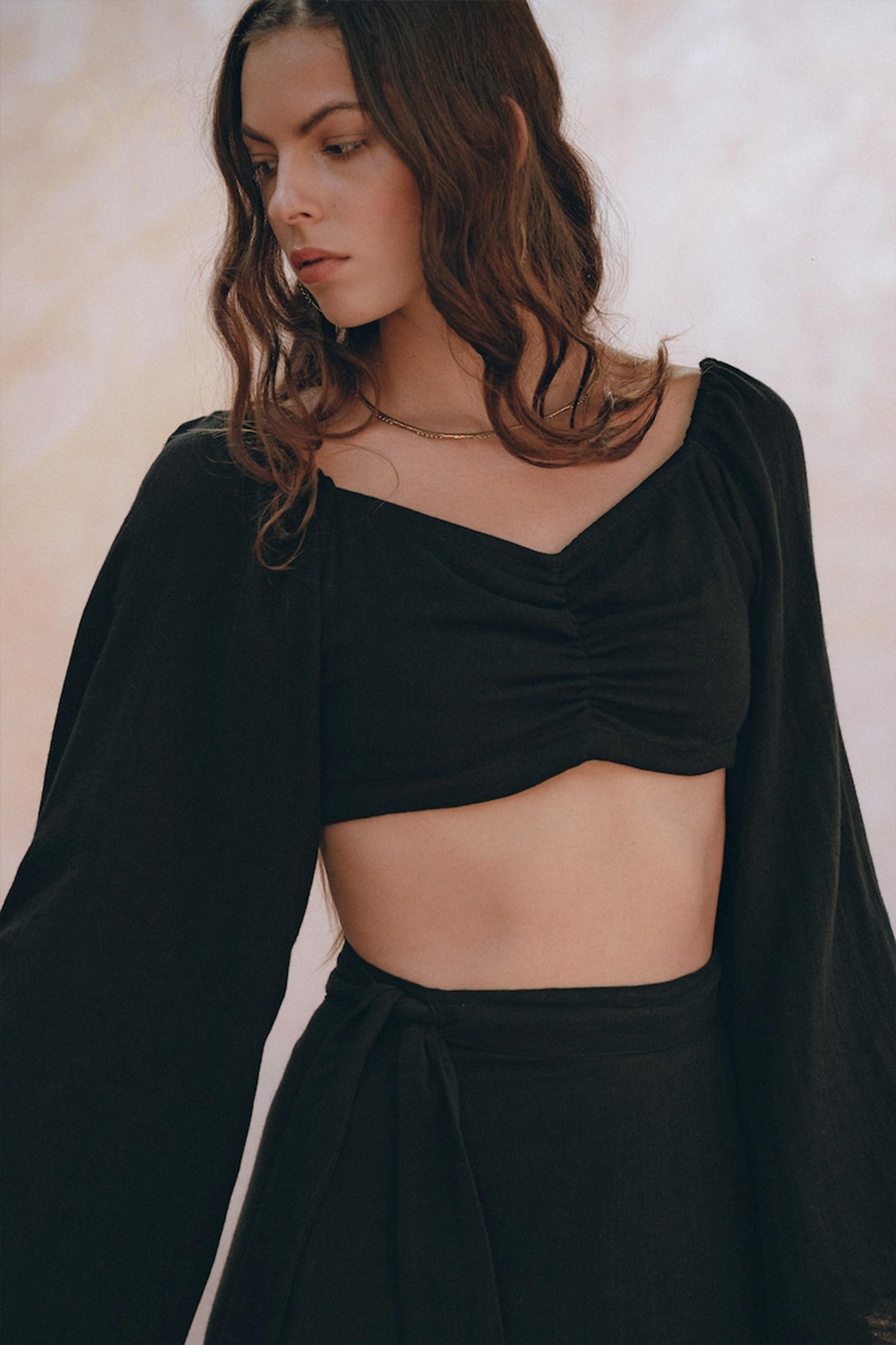 Black Summer Open Belly Top and Skirt • Black Tank Top and Maxi Skirt - AYA SW IDR