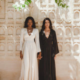 Black Sundari Goddess Silk Gown • Bridesmaid Wedding Dress • Bohemian Silk Maxi Dress - AYA SW IDR