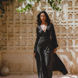 Black Sundari Goddess Silk Gown • Bridesmaid Wedding Dress • Bohemian Silk Maxi Dress - AYA SW IDR