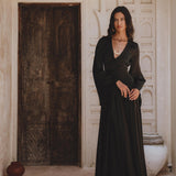 Black Sundari Goddess Silk Gown • Bridesmaid Wedding Dress • Bohemian Silk Maxi Dress - AYA SW IDR