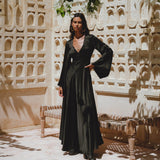 Black Sundari Goddess Silk Gown • Bridesmaid Wedding Dress • Bohemian Silk Maxi Dress - AYA SW IDR