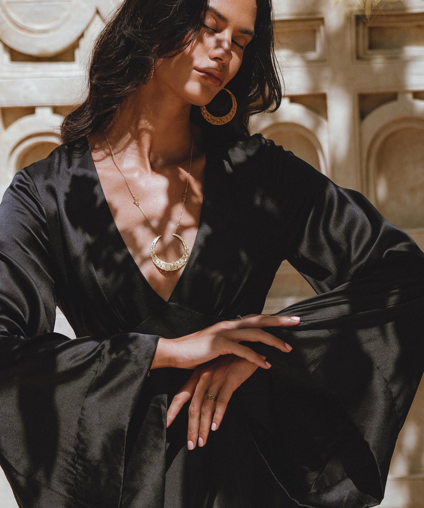 Black Sundari Goddess Silk Gown • Bridesmaid Wedding Dress • Bohemian Silk Maxi Dress - AYA SW IDR