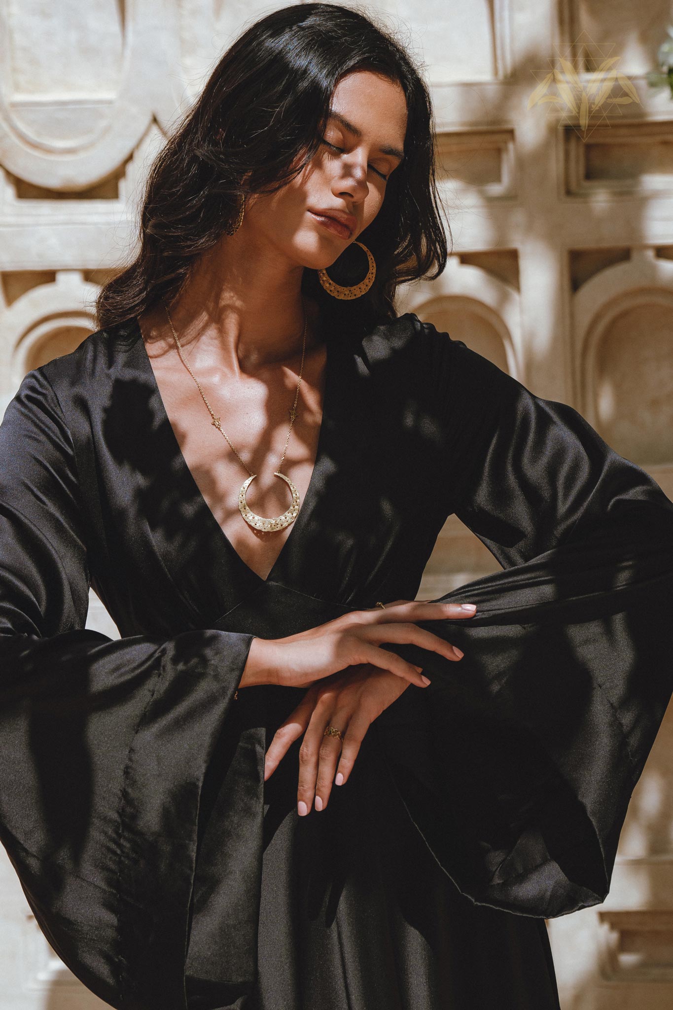 Black Sundari Goddess Silk Gown • Bridesmaid Wedding Dress • Bohemian Silk Maxi Dress - AYA SW IDR